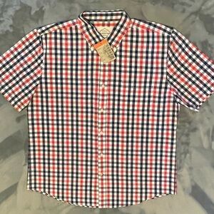 St. John's Bay Red and Blue Casual Button Down Shirt